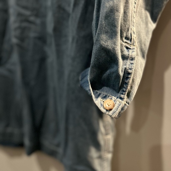 J. Crew Popover Dress in Chambray Blue Denim Sz. M BY819 $118 NEW - Picture 4 of 5